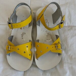 Salt Water Sandals by Hoy Yellow Heart Cutout Kids Sandals